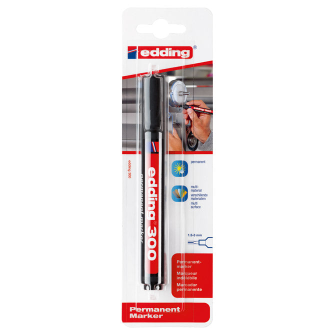 Marker permanentni 1,5-3mm okrugli vrh edding 300/1 crni blister