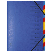 MAPA ZA ODLAGANJE SPISA 12 PREGRADA S GUMICOM KARTON EXACOMPTA 54122E PLAVA