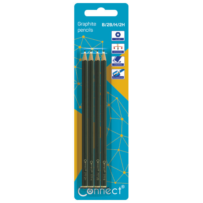 SVINČNIK GRAFITNI B,2B,H,2H 777 PK4 CONNECT BLISTER