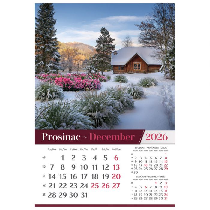 KALENDAR "VRTOVI 2026" 13 LISTOVA, SPIRALA