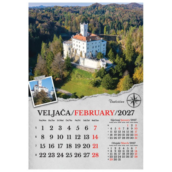 KALENDAR "PUTUJEM HRVATSKOM 2027" 13 LISTOVA, SPIRALA