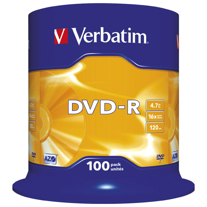 DVD-R 4,7⁄120 16X SPINDLE MAT SREBRNA PK100 VERBATIM 43549