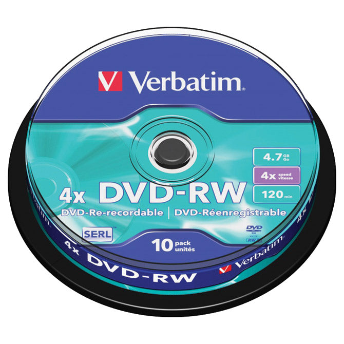 DVD-RW 4,7/120 4X SPINDL MAT SILVER PK10 VERBATIM 43552!!