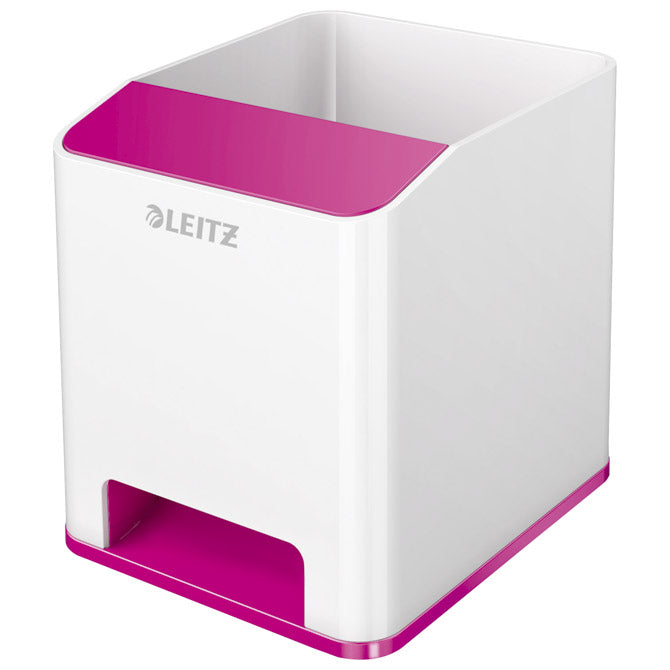 čaša za olovke pvc četvrtasta wow leitz 53631023 bijela/roza