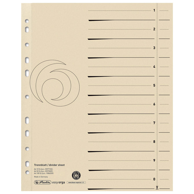 KARTONSKI RAZDELJENI LIST A4 PK100 HERLITZ 10840205
