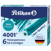 Tinta za nalivpero patrone pk6 4001 pelikan 301705 tirkiz