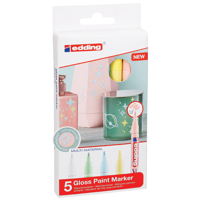 MARKER PERMANENTNI SJAJNI LAKIRAJUĆI 1-2MM EDDING 751/5BOJA PASTEL BLISTER