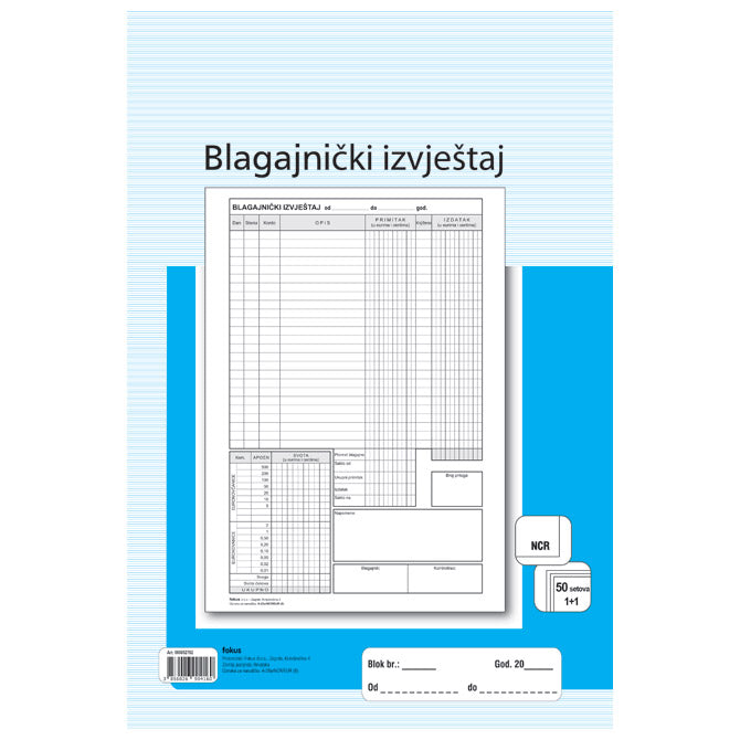 OBRAZAC A-28A/NCR/EUR BLAGAJNIČKI IZVJEŠTAJ A4 FOKUS