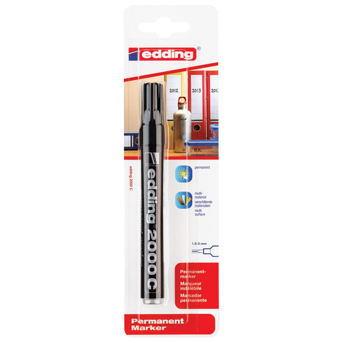 MARKER PERMANENTNI 1,5-3MM OKRUGLI VRH EDDING 2000C CRNI PK1 BLISTER