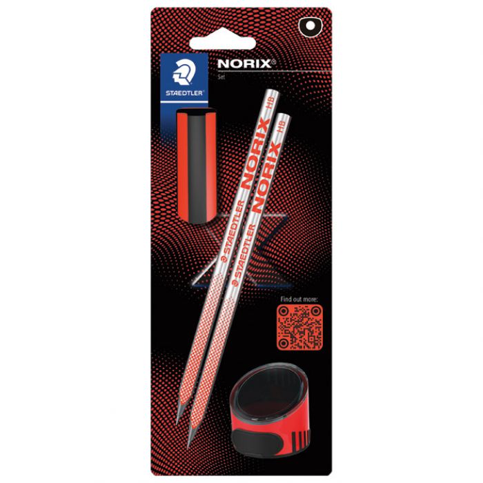 OLOVKA GRAFITNA HB NORIX PK2 PLUS GUMICA PLUS ŠILJILO STAEDTLER 181 SBK2-2 CRVENA BLISTER