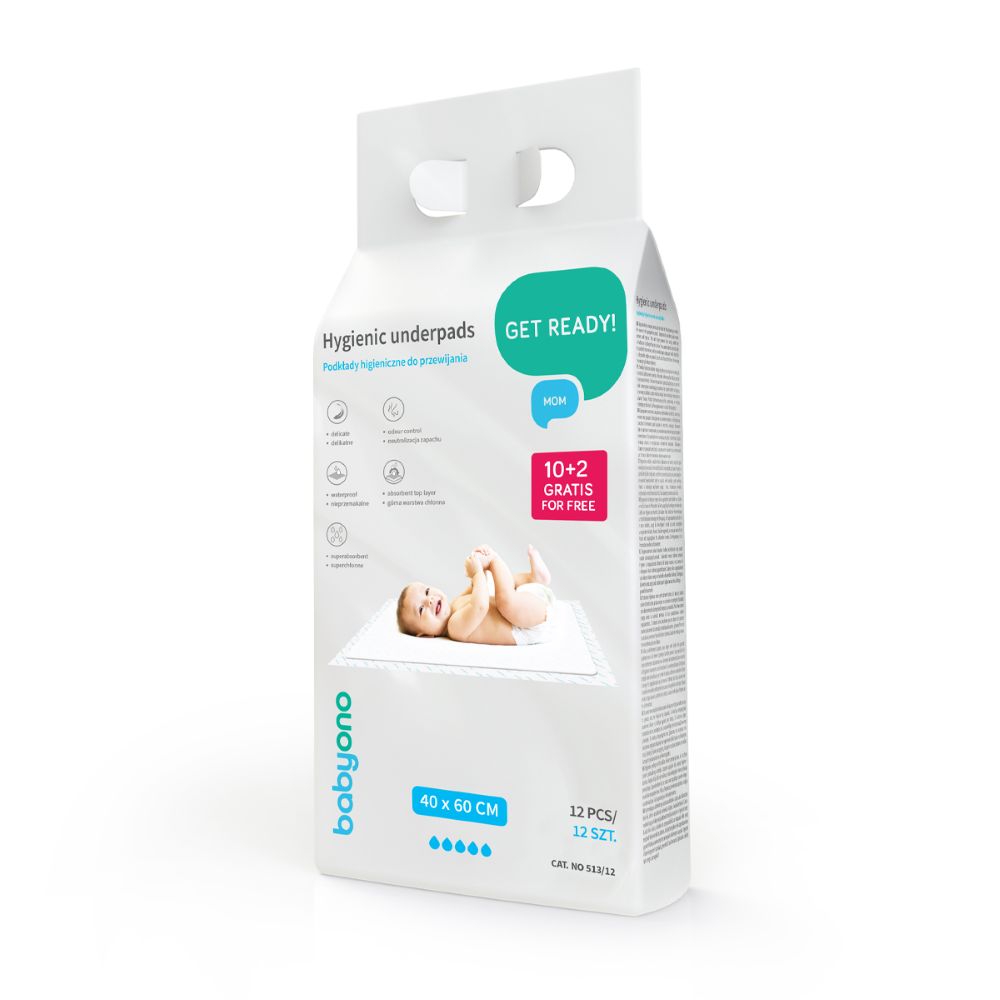 BabyOno Podloga za prematanje 10 kom 40x60 cm + 2 kom gratis