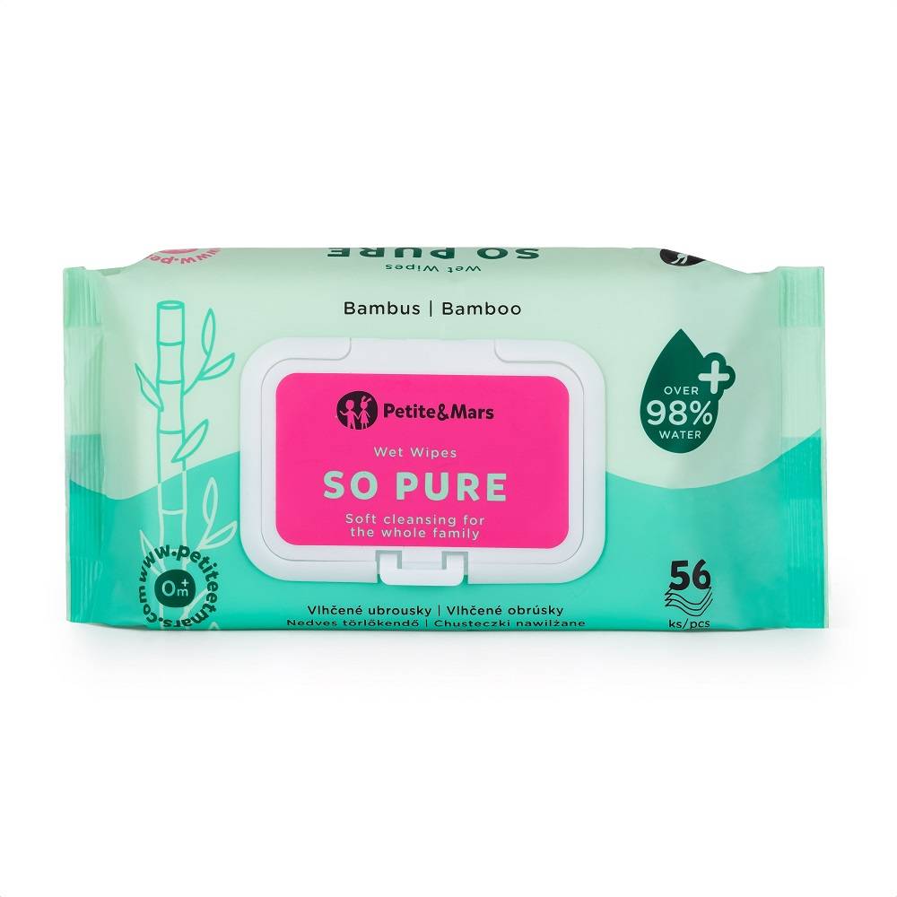 PETITE&MARS SO PURE vlažne maramice od bambusa 98 % vode