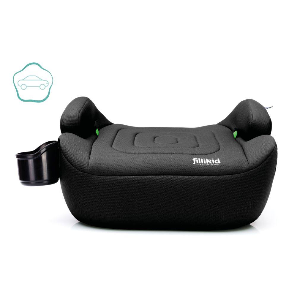 Fillikid Booster/sjedalo za auto Flip deluxe (125-150 cm) s podesivim Isofix priključkom i držačem za čašu, crna