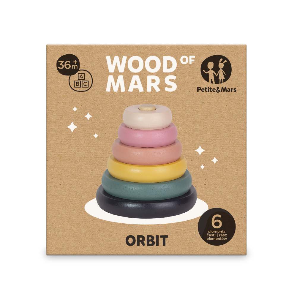 PETITE&MARS Drveni prstenovi Orbit 36 m+ Aurora Pink