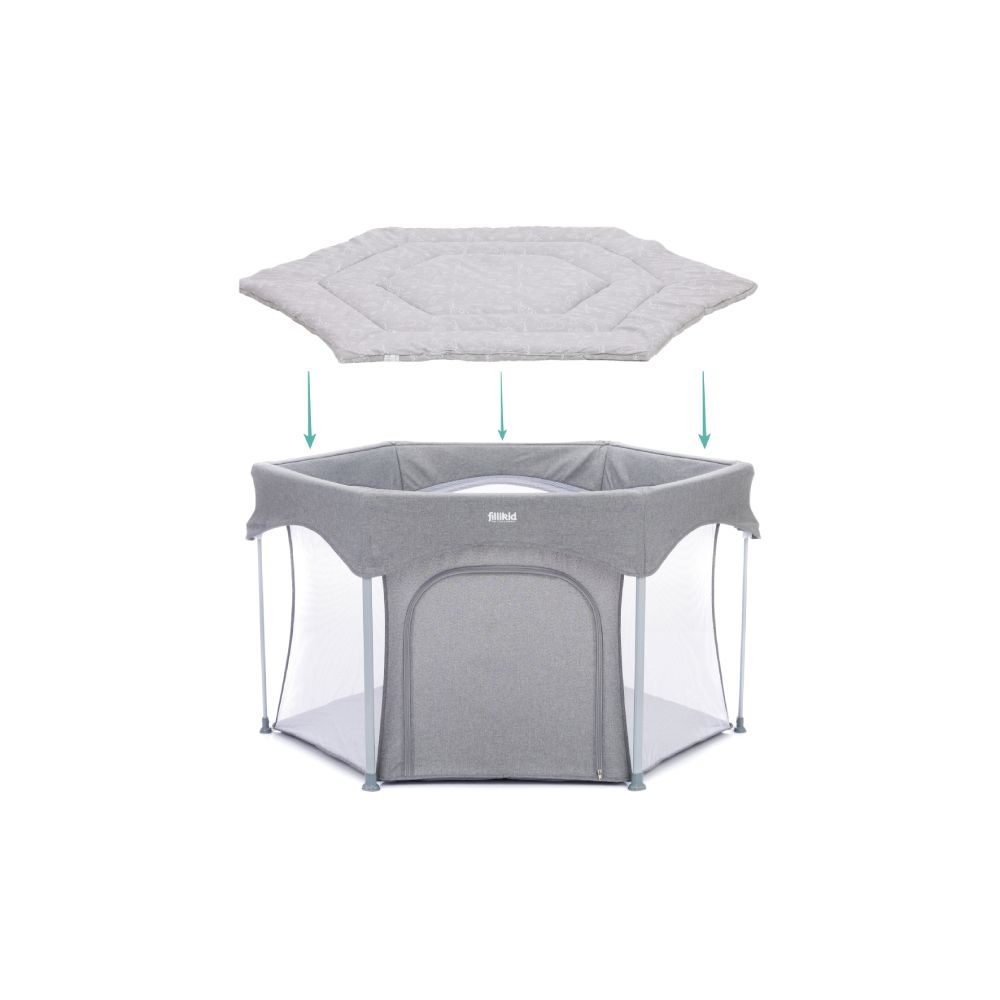 Fillikid podloga Jersey za vrtić Prag/Atena Hexagon, Safari grey