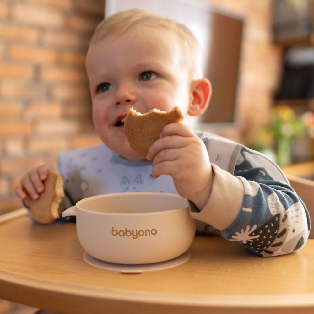 BabyOno Silikonska posuda s poklopcem, bež