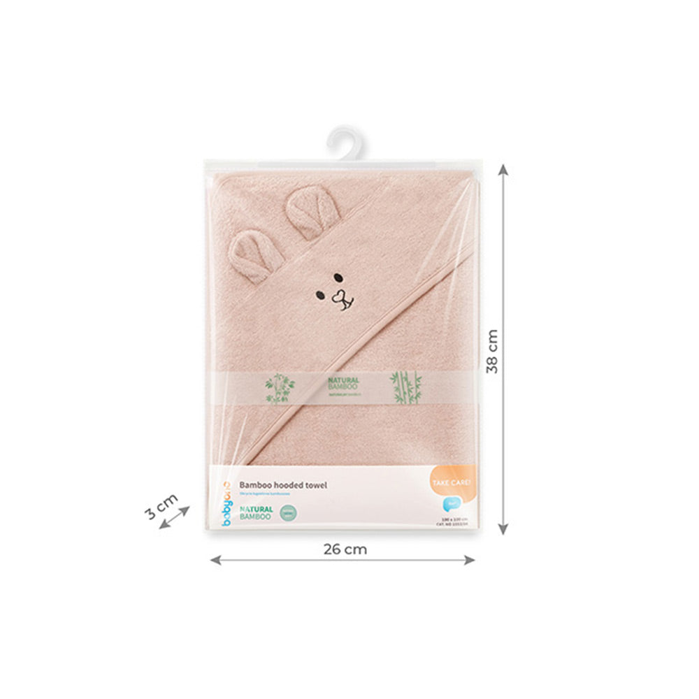 BabyOno Ručnik bambus 100x100 cm, with ears, prljavo roza