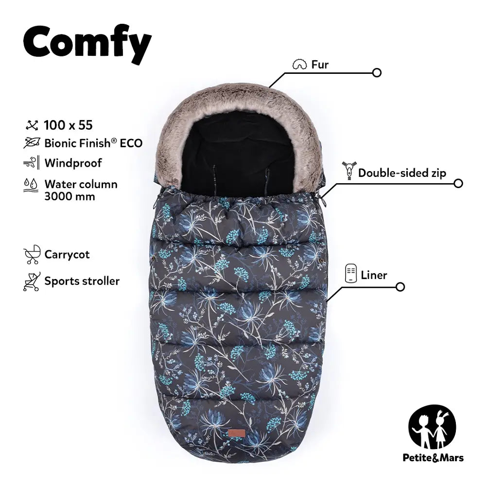 PETITE&MARS Footmuff Comfy 4 u 1 zimska vreća za kolica, Glossy Princess/Grey