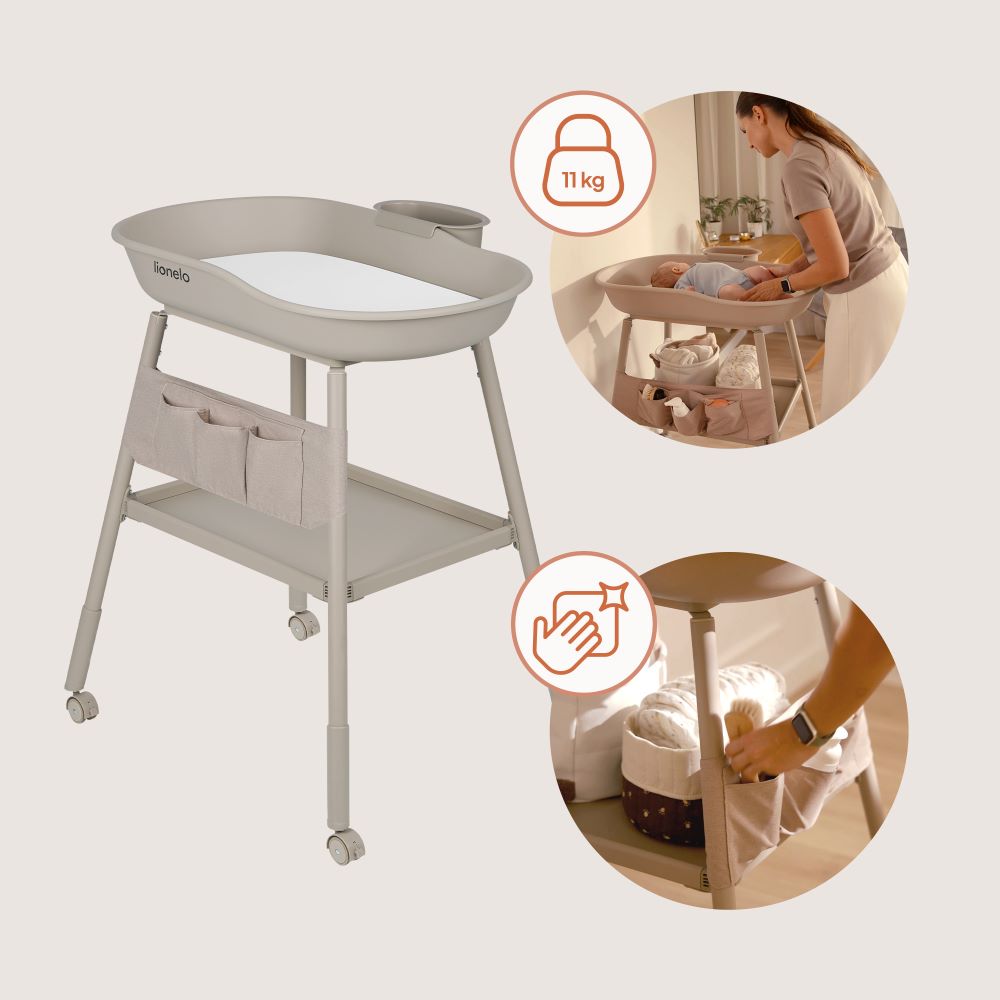 Lionelo Rosie stol za prematanje s podlogom, beige sand