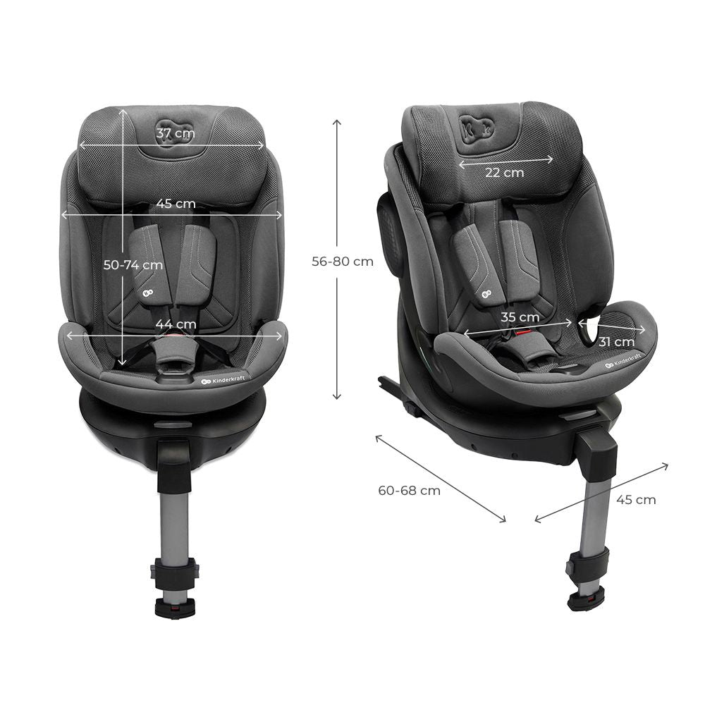 Kinderkraft autosjedalica XRIDER 2 i-Size 0-36 kg (40-150 cm) 360, siva
