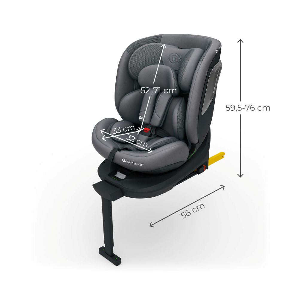 Kinderkraft I-360 2 PLUS i-Size autosjedalica 0-36 kg (40-150 cm), siva