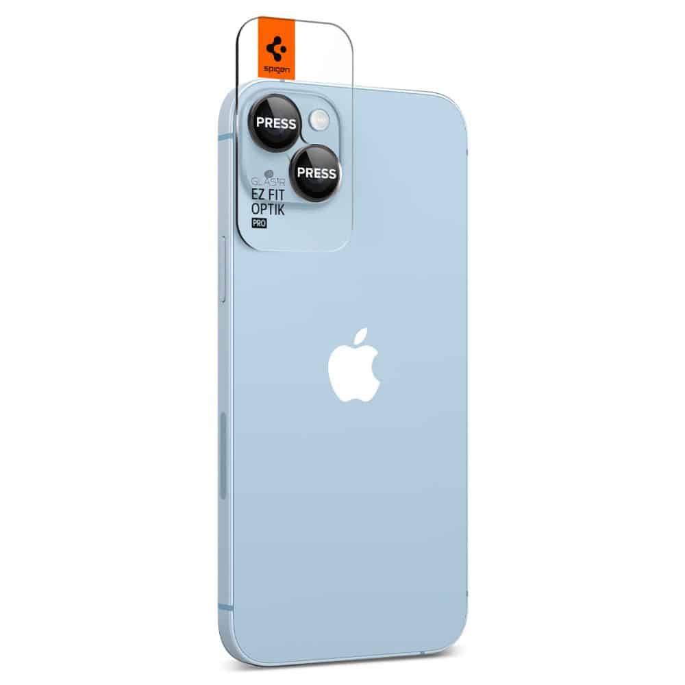 SPIGEN OPTIK.TR EZ FIT ZAŠTITNO KALJENO STAKLO ZA KAMERU 2-KOM ZA IPHONE 14 / 14 PLUS/ 15 / 15 PLUS CRNO