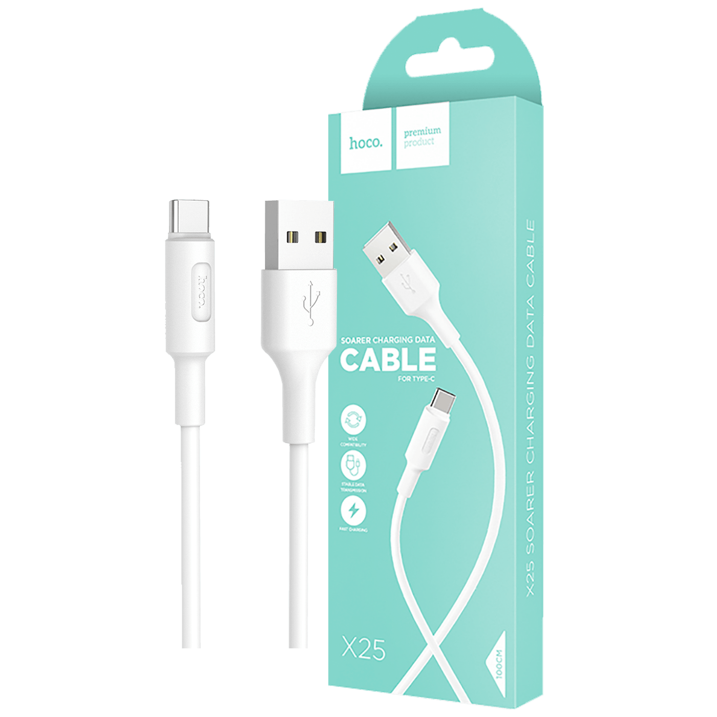 hoco. USB kabel za smartphone, USB type C kabel, 1 met, 2 A,bijela - X25 Soarer USB type C, White