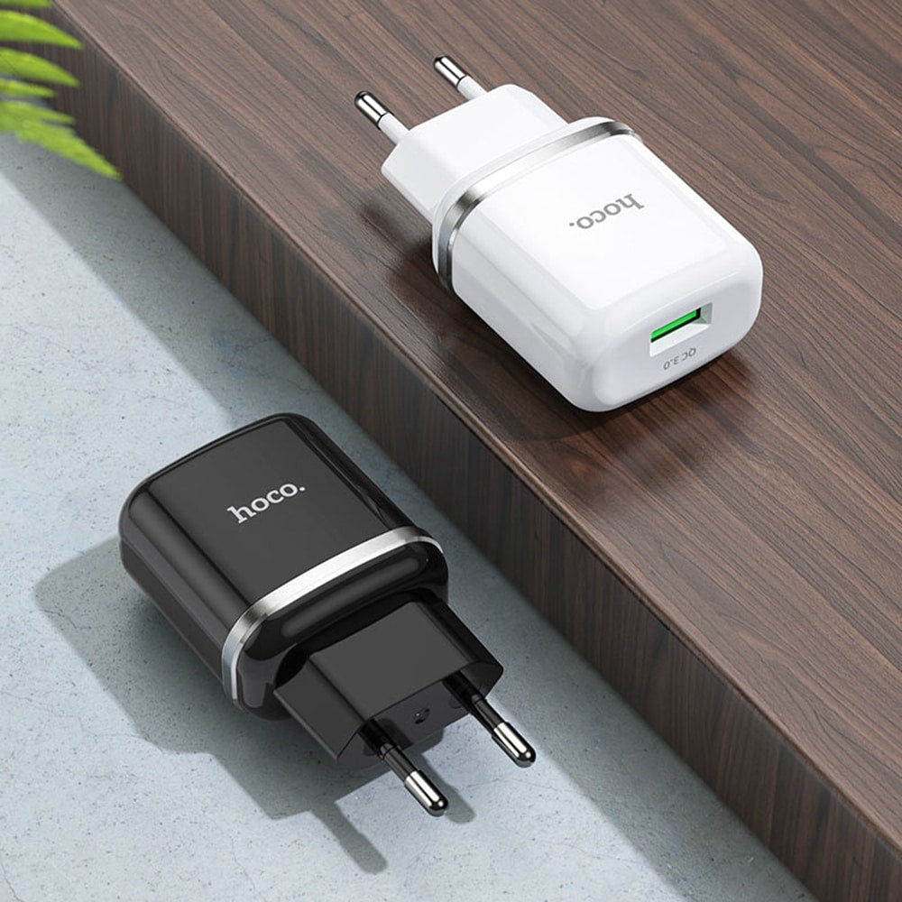 Hoco - Zidni punjač Special (N3) - USB-A 18W 3A s kabelom USB-A na USB Type-C 1m - crni
