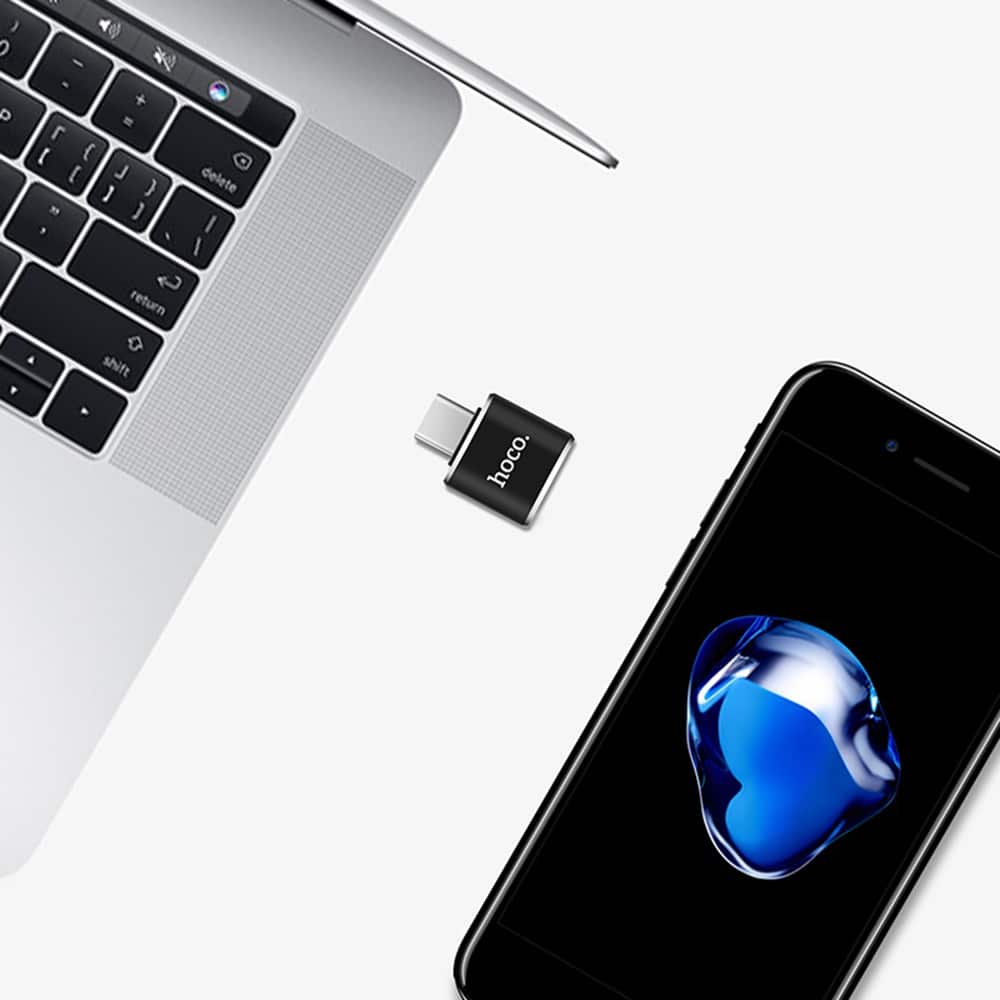 HOCO - OTG adaptér (UA5) - USB-A na USB Type-C Plug & Play 480 Mbps - černý