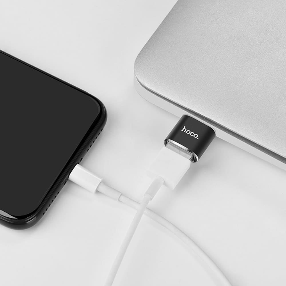 HOCO - OTG adaptér (UA5) - USB-A na USB Type-C Plug & Play 480 Mbps - černý