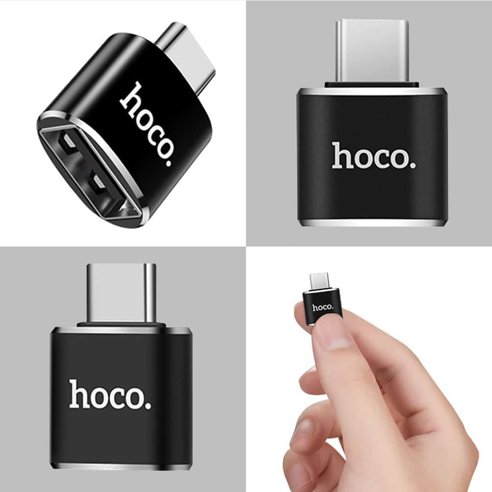 HOCO - OTG adaptér (UA5) - USB-A na USB Type-C Plug & Play 480 Mbps - černý