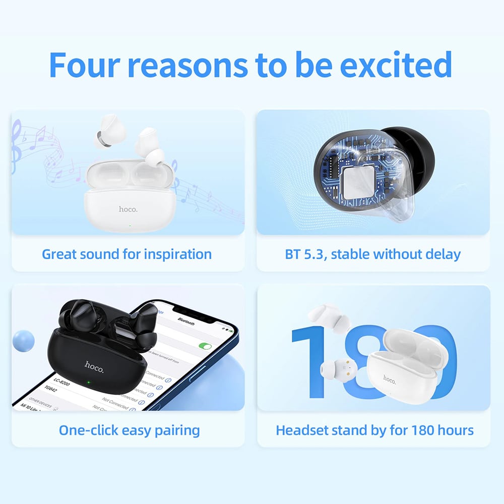 HOCO - TWS sluchátka (EW17 Amusement) s Bluetooth 5.3 - černá