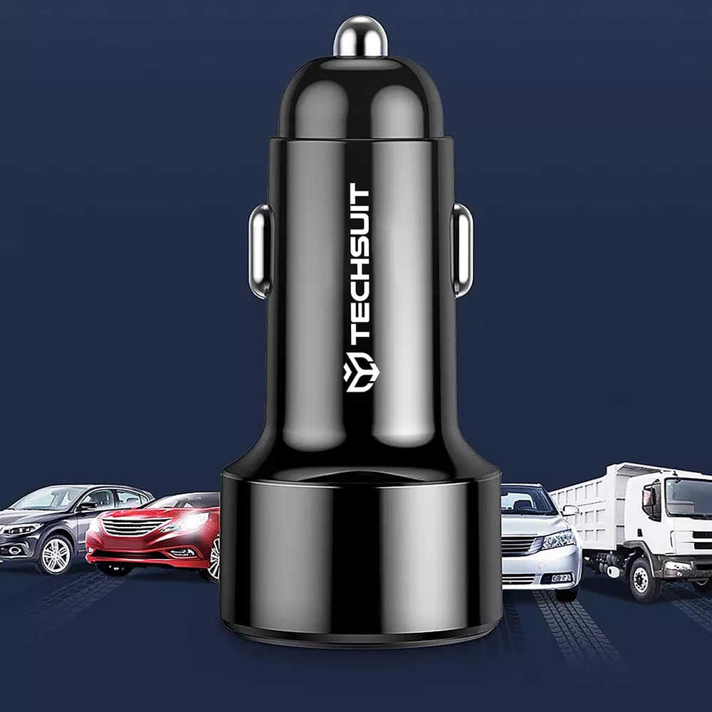 Techsuit - špičková autonabíječka (CAPD028) - USB-A QC 3.0 a USB-C 38 W - černá