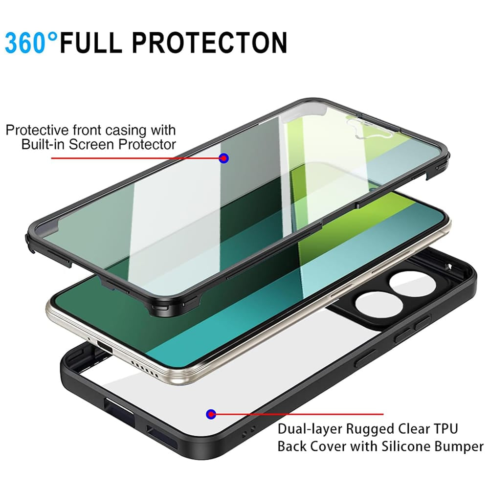 Techsuit – ColorVerse 360 Series obostrana zaštitna maska za Xiaomi Redmi Note 13 5G – crna