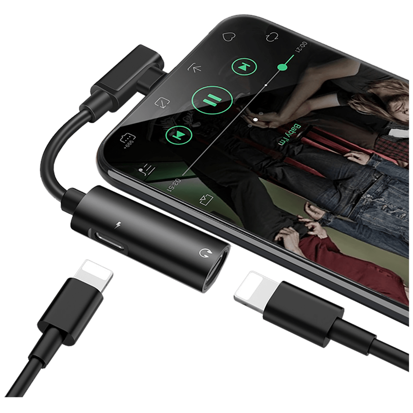 hoco. Adapter za slušalice 2in1, iPhone,Lightning na 2 x Lightning - LS18 Lightning to Lightning