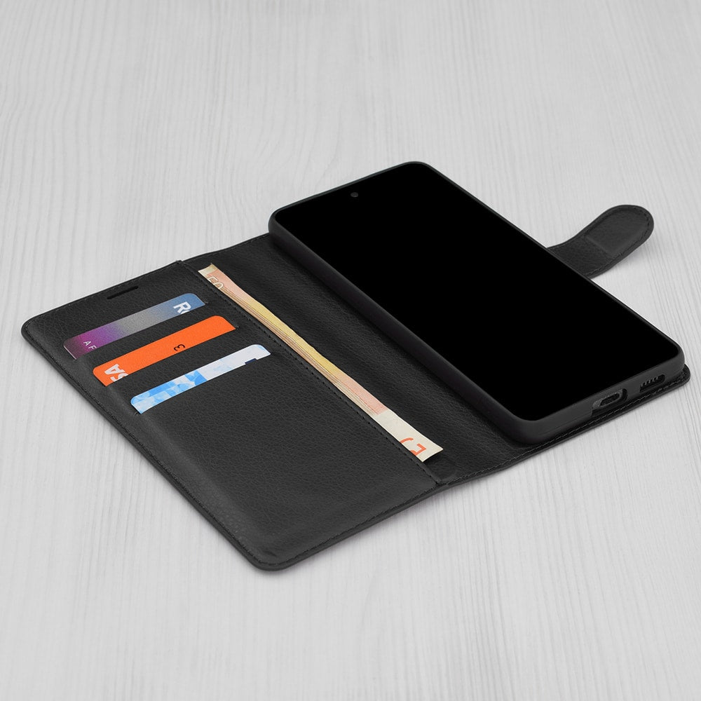 Techsuit – Kožené pouzdro s klopou a peněženkou pro Samsung Galaxy Xcover7 – černé