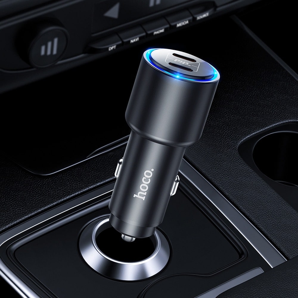 HOCO Avto polnilec (NZ3 Clear Way) - 2xUSB Type-C QC 3.0 PD 40W 3A - črn