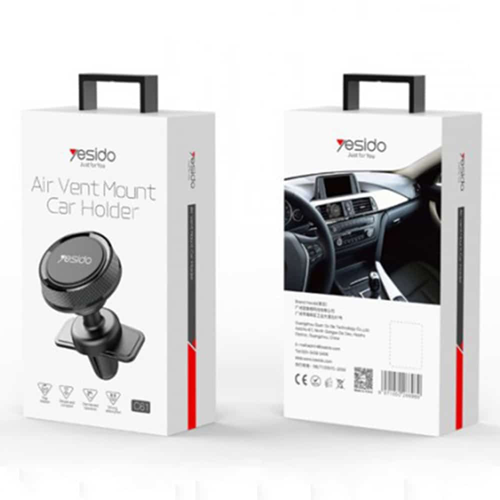 Yesido - Držač za automobil (C61) - magnetski nosač mobitela za ventilacijski otvor - crni