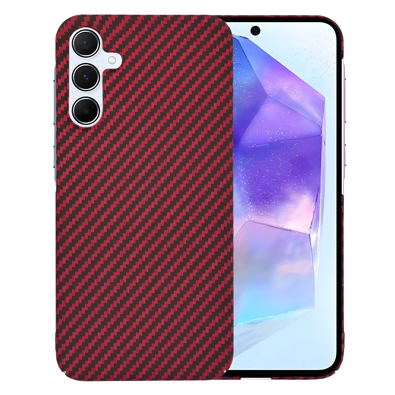 Zaštitna maska s karbonskim uzorkom za Samsung Galaxy A55 - Crvena KP33227