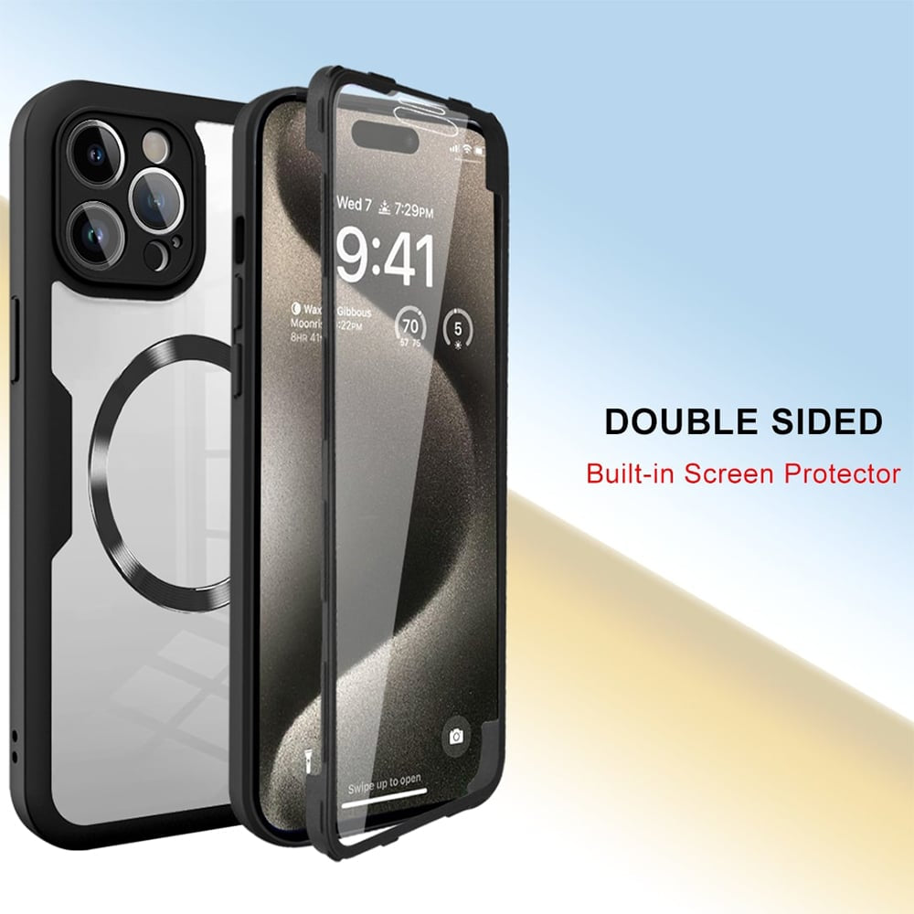 Techsuit - ColorVerse 360 MagSafe serija obostrana zaštitna maskica za iPhone 12 - crna
