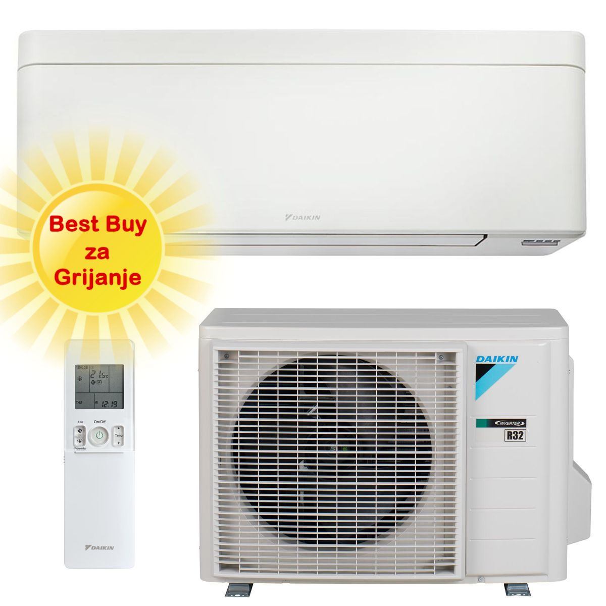 DAIKIN KLIMA UREĐAJ 2kW FTXA20CW/RXA20A - Stylish, za prostor do 20m2, A+++ energetska klasa, R-32