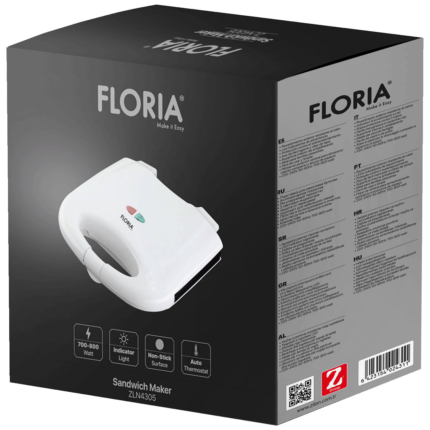 Floria Sendvič Toster, LED indikator, 750 W - ZLN4304