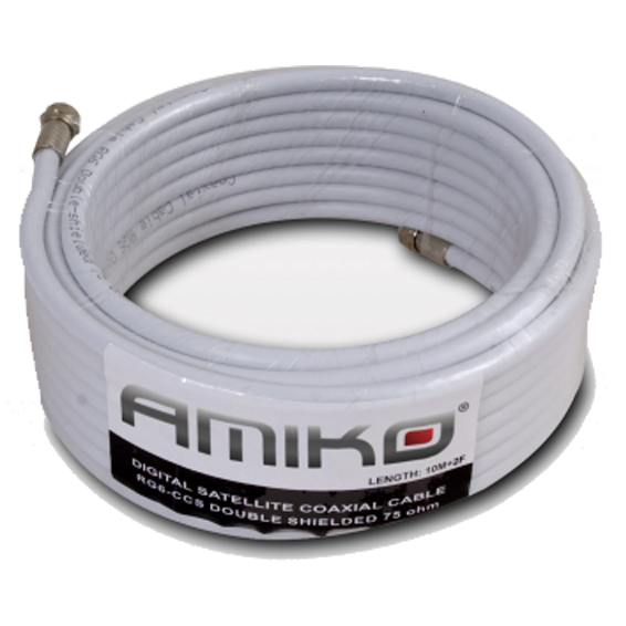 Amiko Koaksijalni kabel RG-6, CCS, 90dB, 10 met. Sa konektorima - RG6/90dB - 10m