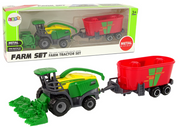 Harvester with Trailer Agricultural Machine Green Red