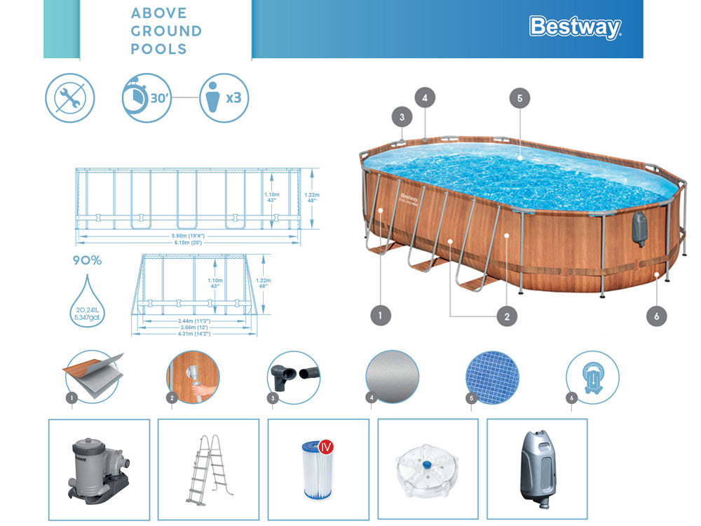 Bestway bazen s okvirom set (610 x 366 x 122 cm)