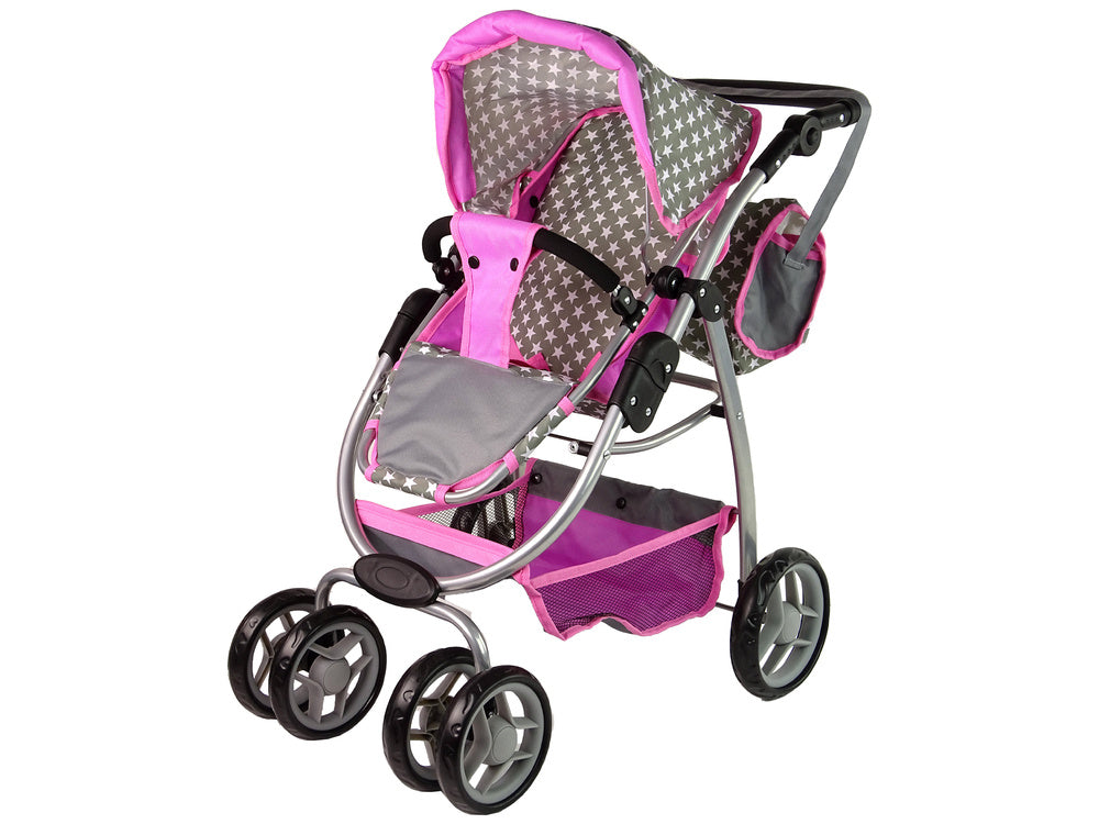 Kolica za lutke 2-in-1 Carrycot Stars - siva
