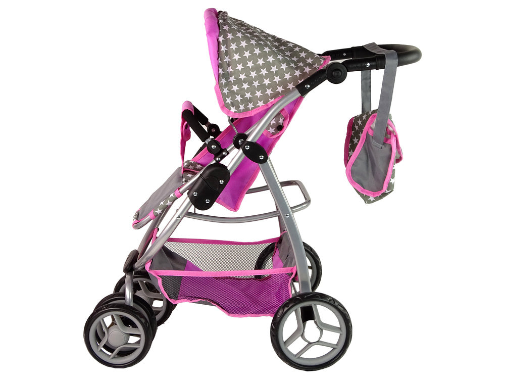 Kolica za lutke 2-in-1 Carrycot Stars - siva