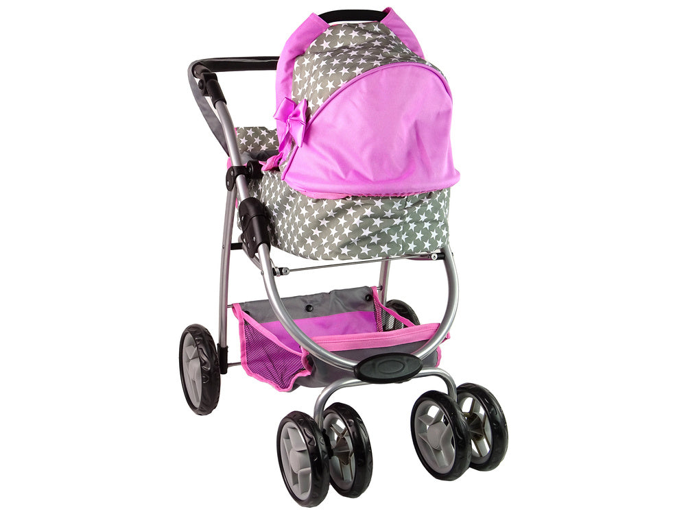 Kolica za lutke 2-in-1 Carrycot Stars - siva