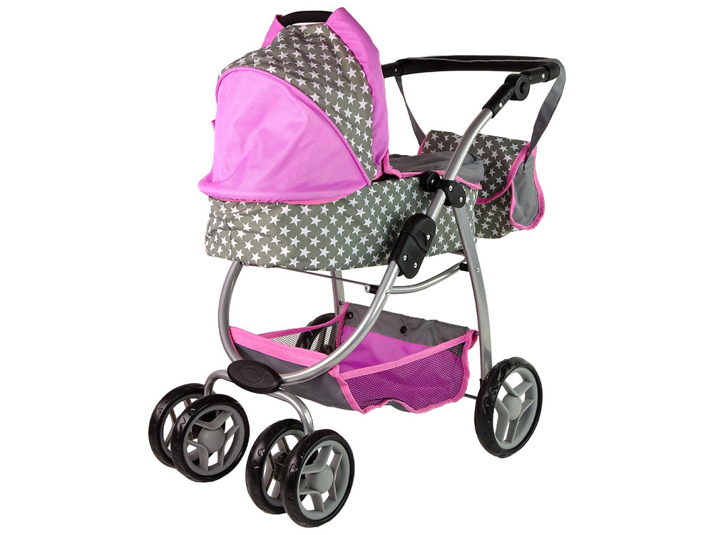 Kolica za lutke 2-in-1 Carrycot Stars - siva
