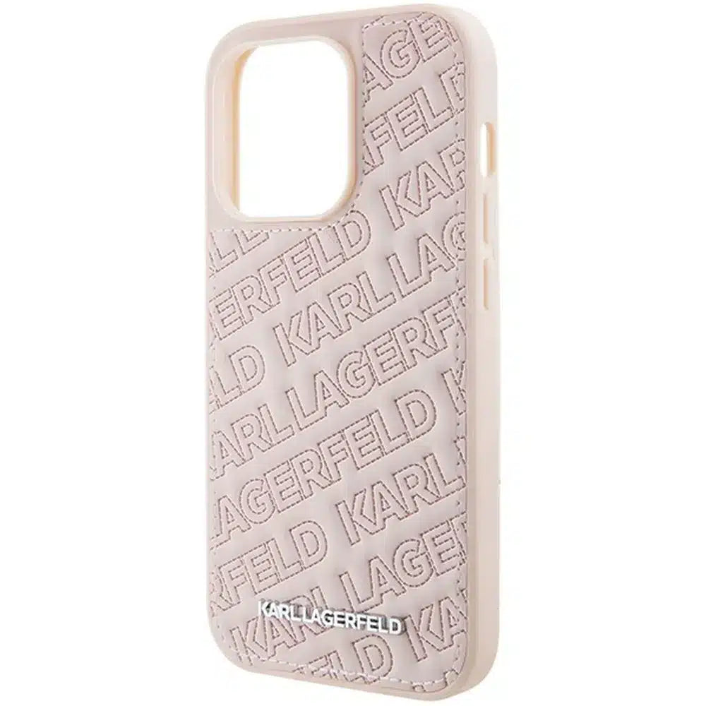 Originální pouzdro KARL LAGERFELD Hardcase KLHCP15LPQKPMP pro iPhone 15 Pro (prošívaný vzor / růžová)